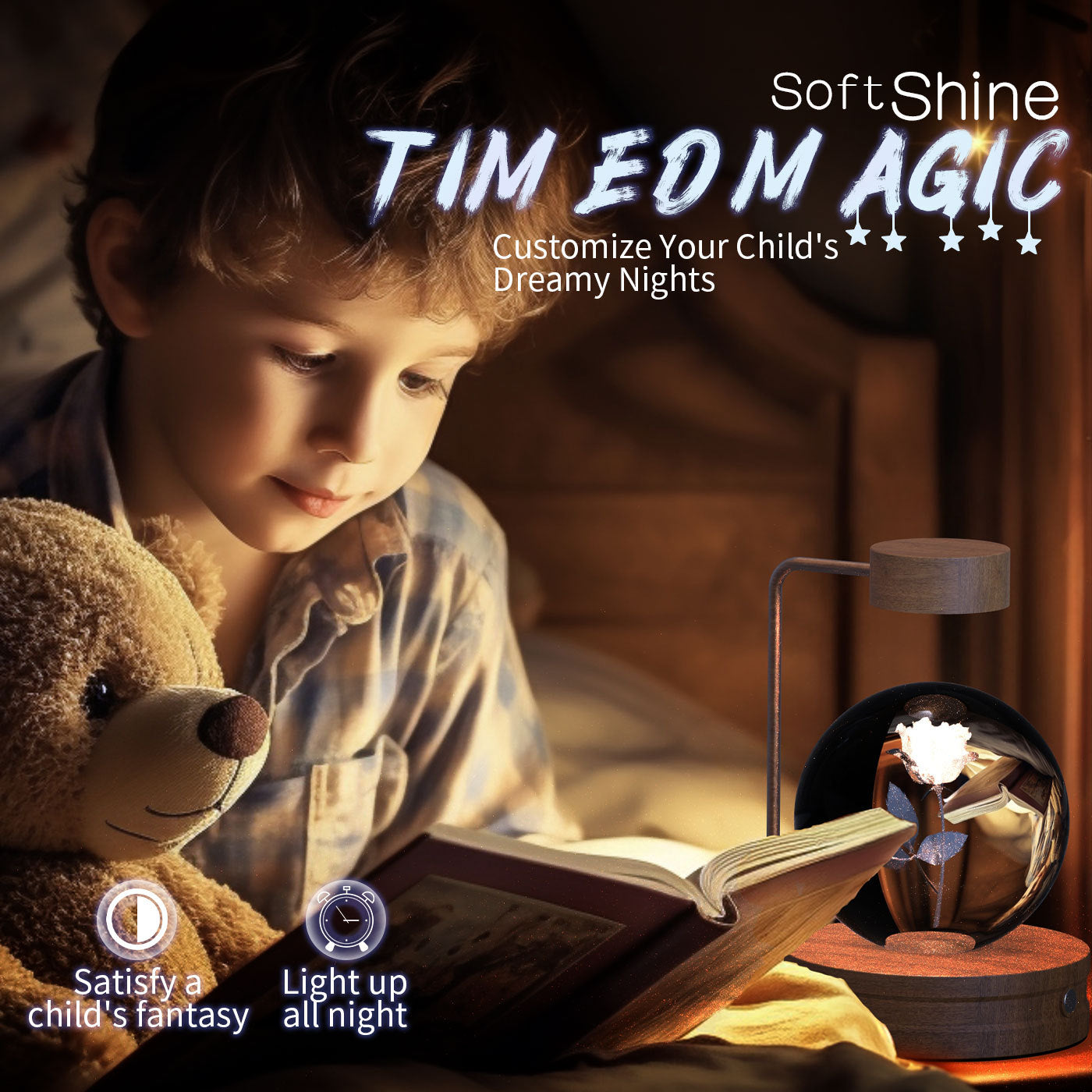3D Kristalglas Nachtlamp met USB Oplaadfunctie