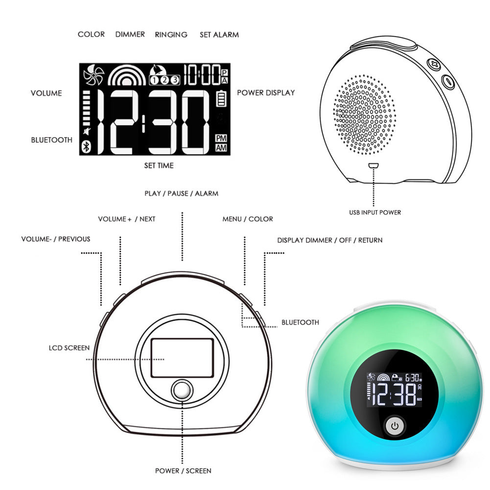Bluetooth Wekker Met Licht & Speaker – LCD Display