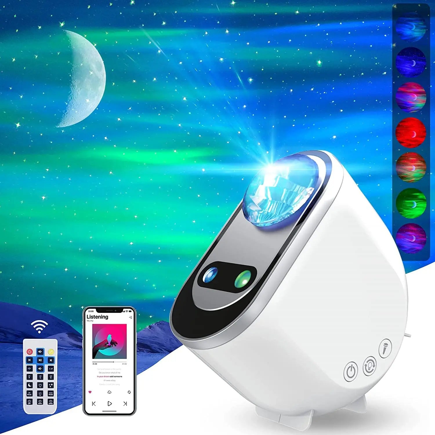Aurora Galaxy Projector – LED Sterrenhemel & Maanlamp voor Slaapkamer
