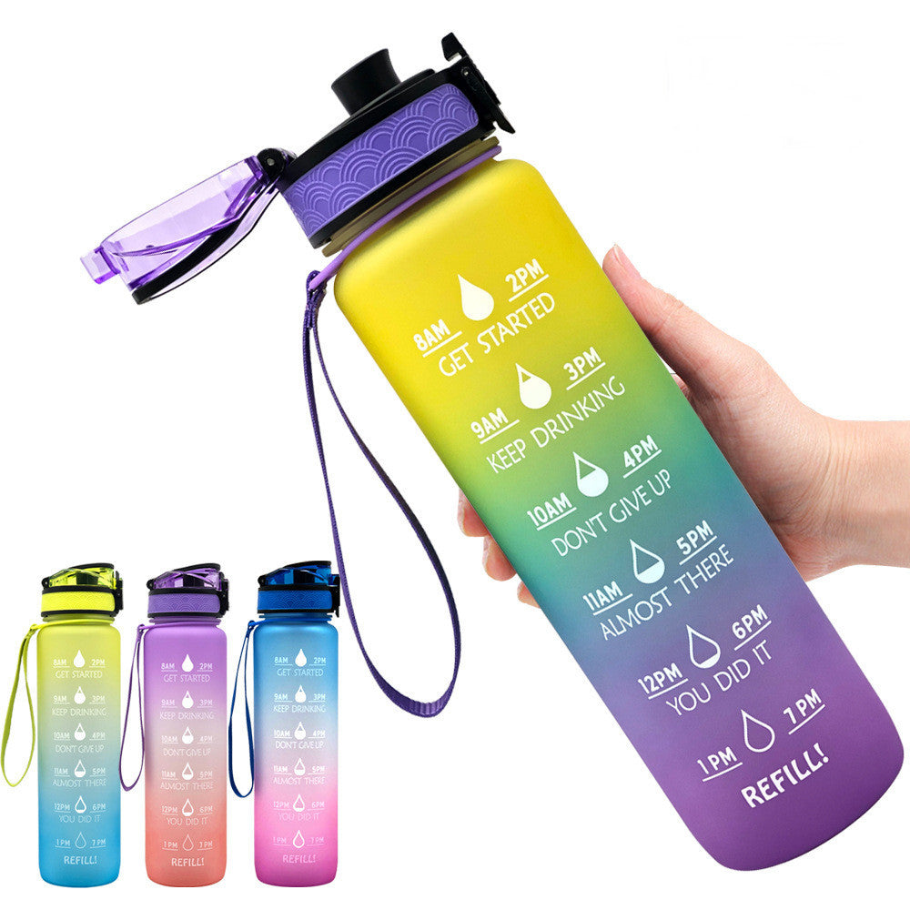1L Tritan Waterfles – Motiverende Fles met Tijdmarkering & Bounce Deksel