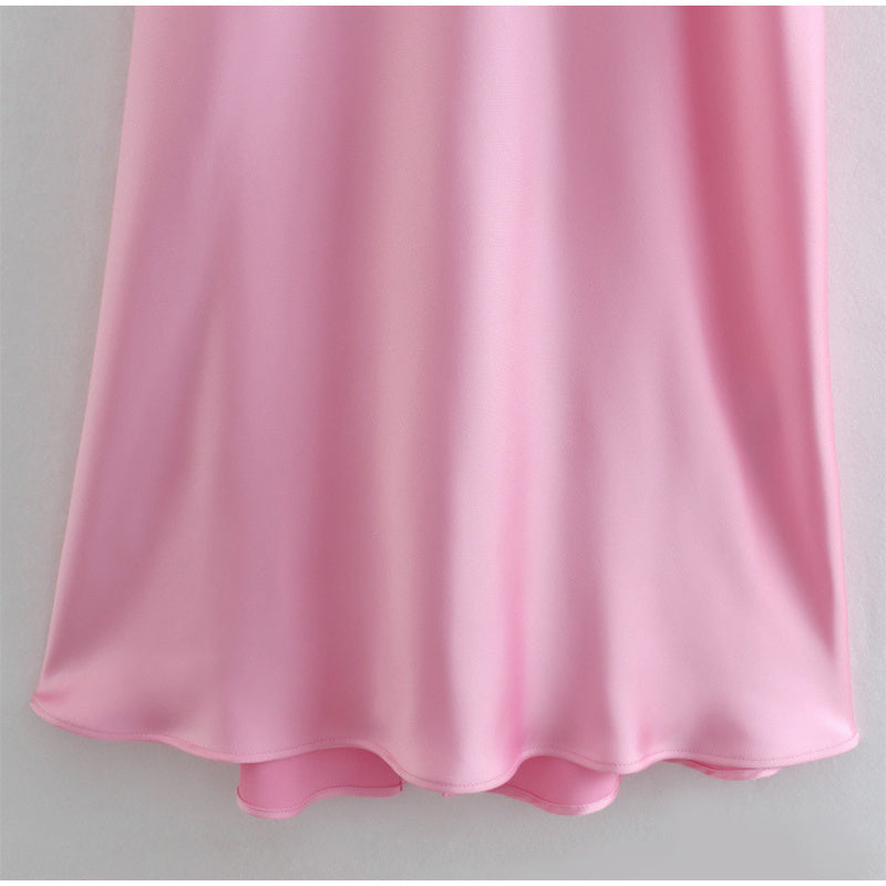 Dames Sexy Roze Maxi Jurk met Hoge Taille en Open rug