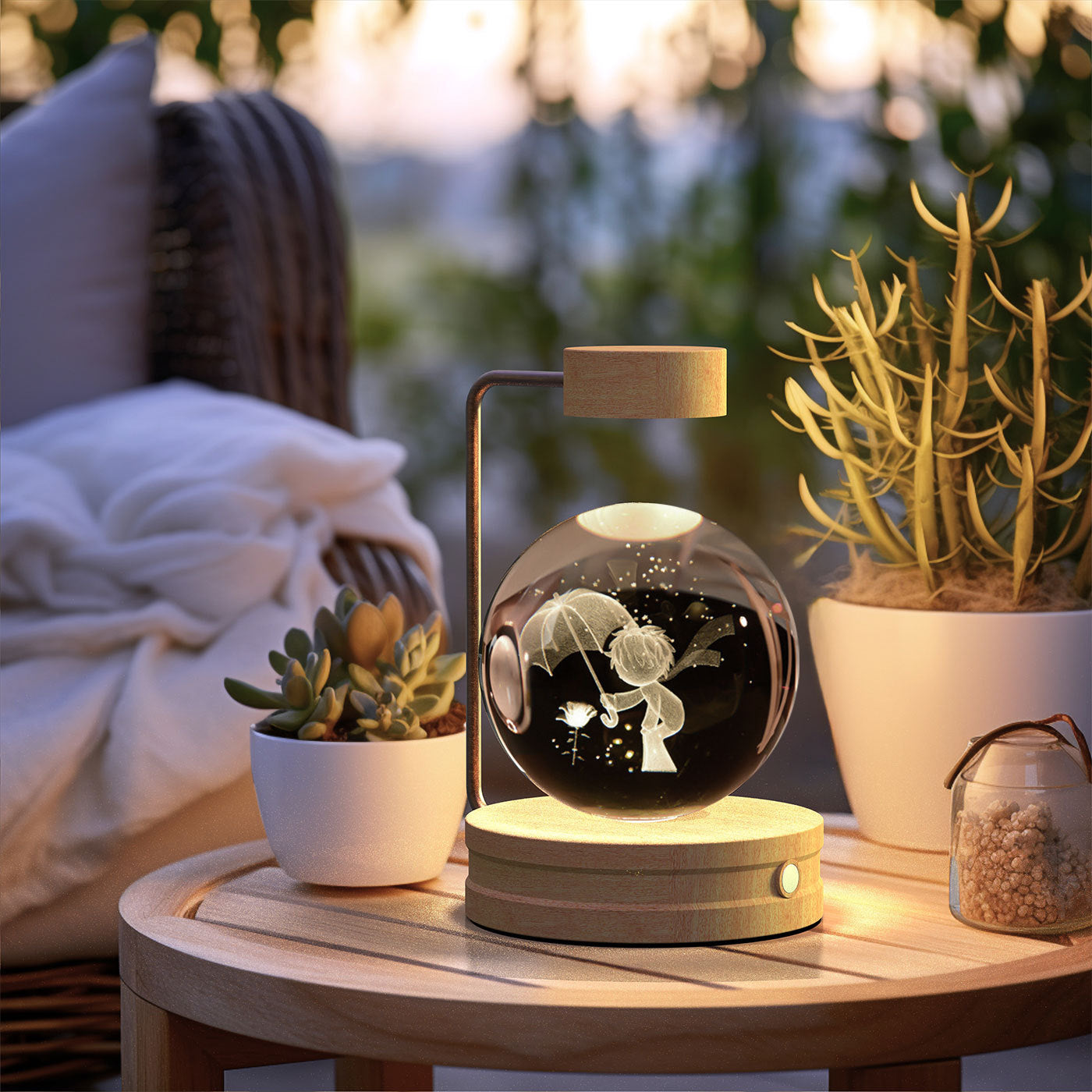 3D Kristalglas Nachtlamp met USB Oplaadfunctie