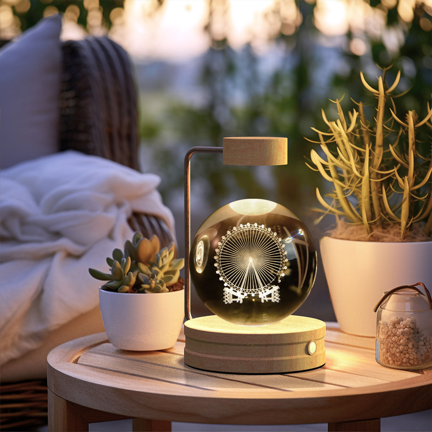 3D Kristalglas Nachtlamp met USB Oplaadfunctie