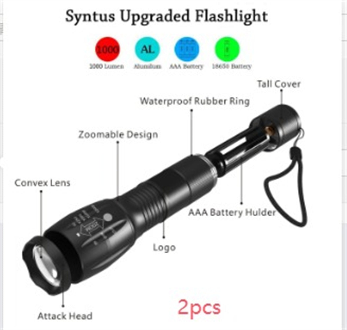 LED Zaklamp – Verstelbare Focus – Waterbestendig