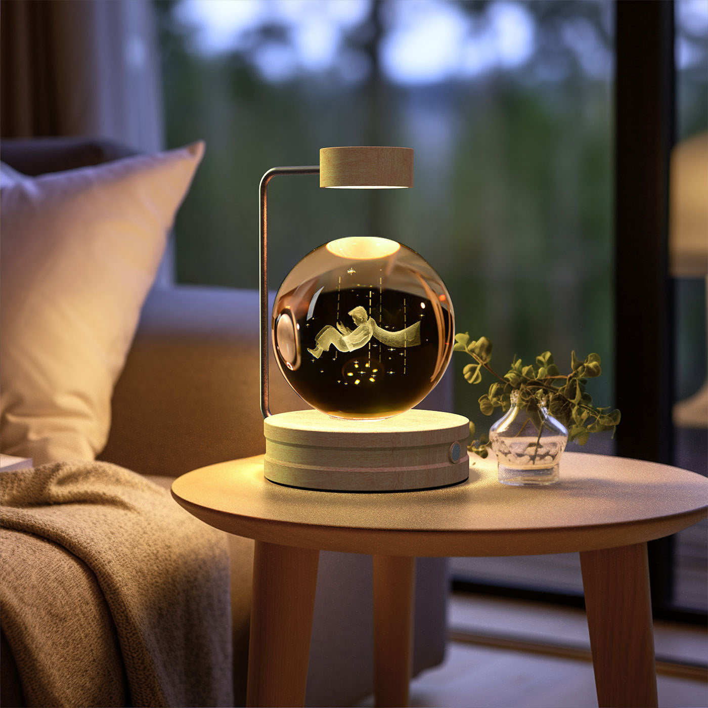 3D Kristalglas Nachtlamp met USB Oplaadfunctie