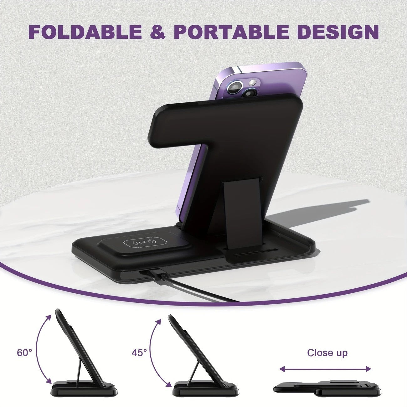 Draadloos 3-in-1 Oplaadstation – Snellader voor iPhone, Apple Watch & AirPods