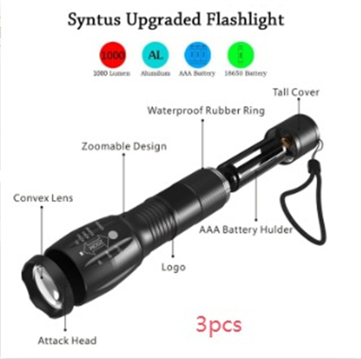 LED Zaklamp – Verstelbare Focus – Waterbestendig