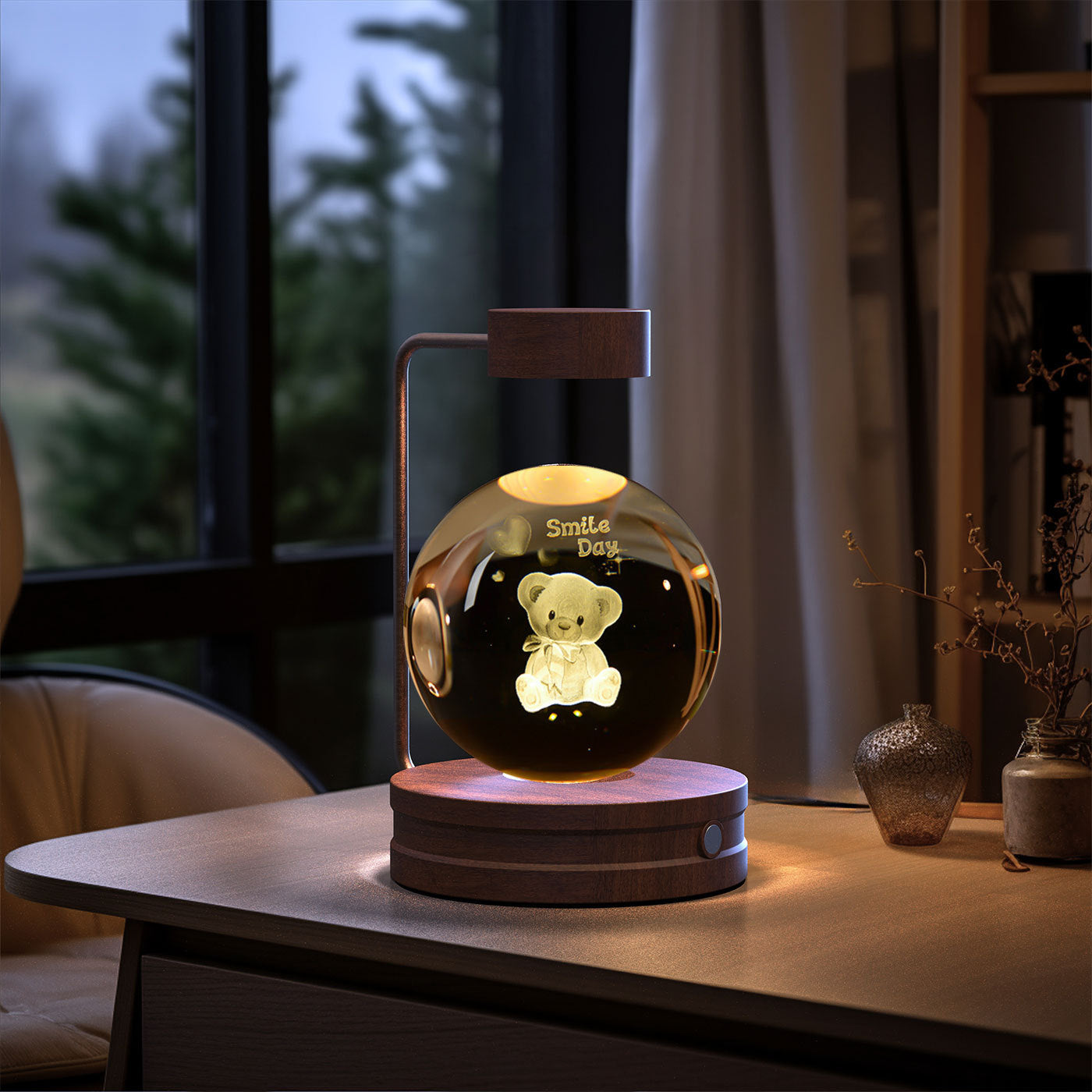3D Kristalglas Nachtlamp met USB Oplaadfunctie