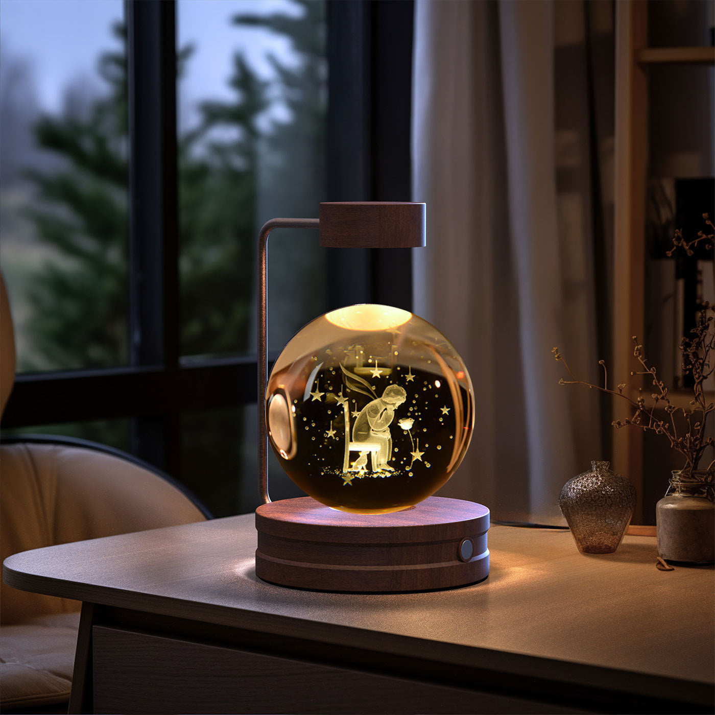 3D Kristalglas Nachtlamp met USB Oplaadfunctie