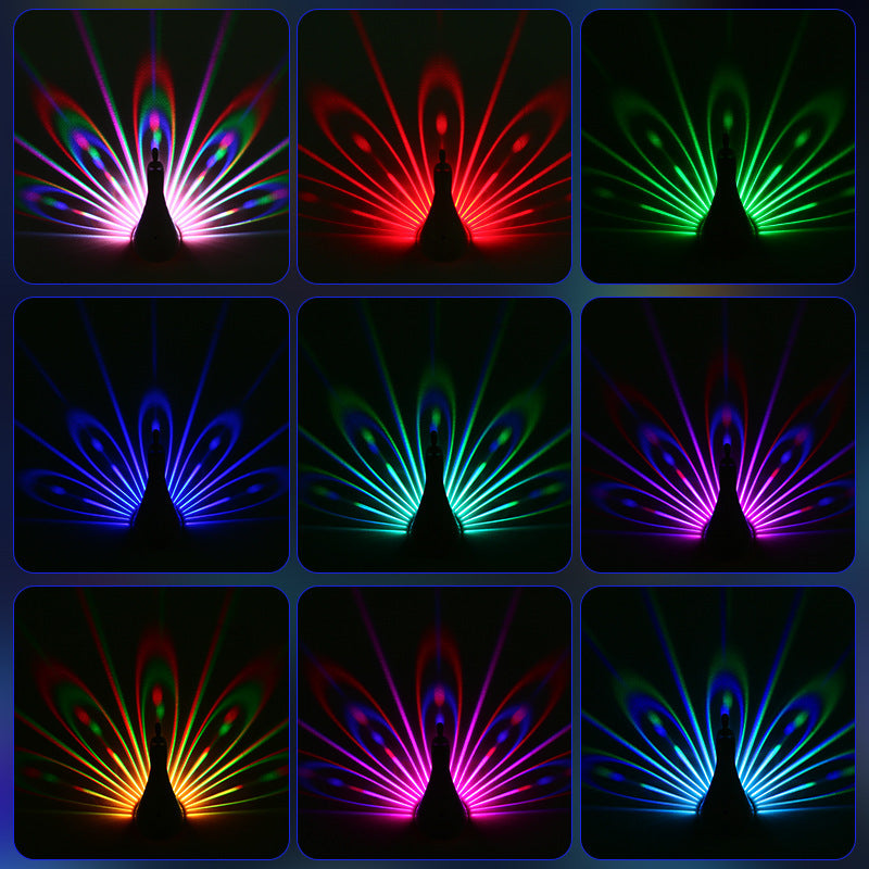 Peacock Projection Wandlamp – Kleurrijke Ambient Light met Timer & Afstandsbediening