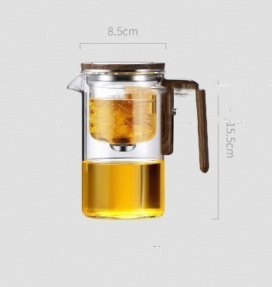 Magnetische Glazen Theepot met Waterfiltratie en Houten Handgreep – 500 ml & 700 ml