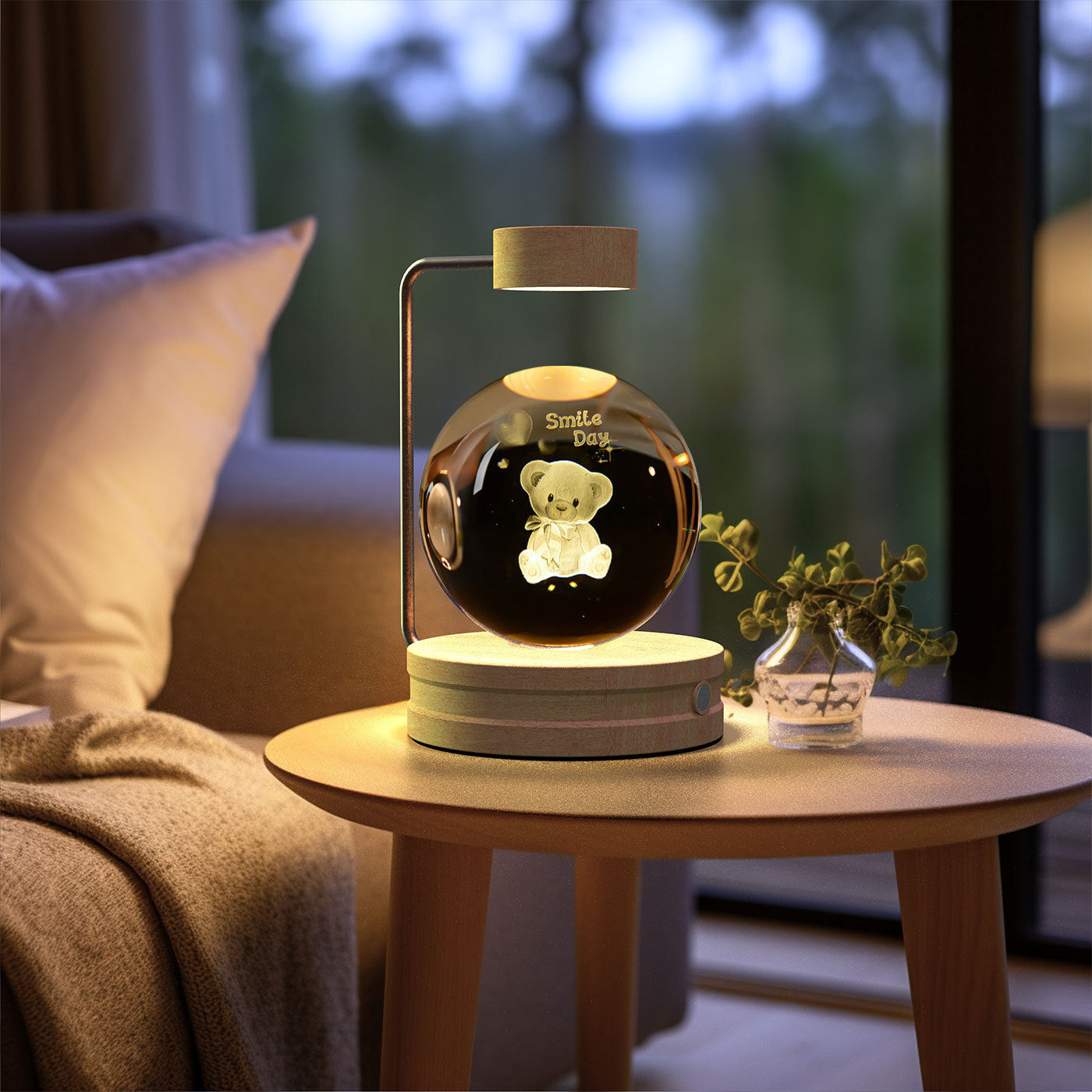 3D Kristalglas Nachtlamp met USB Oplaadfunctie