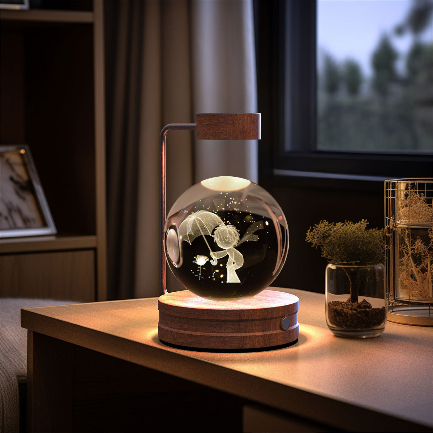 3D Kristalglas Nachtlamp met USB Oplaadfunctie
