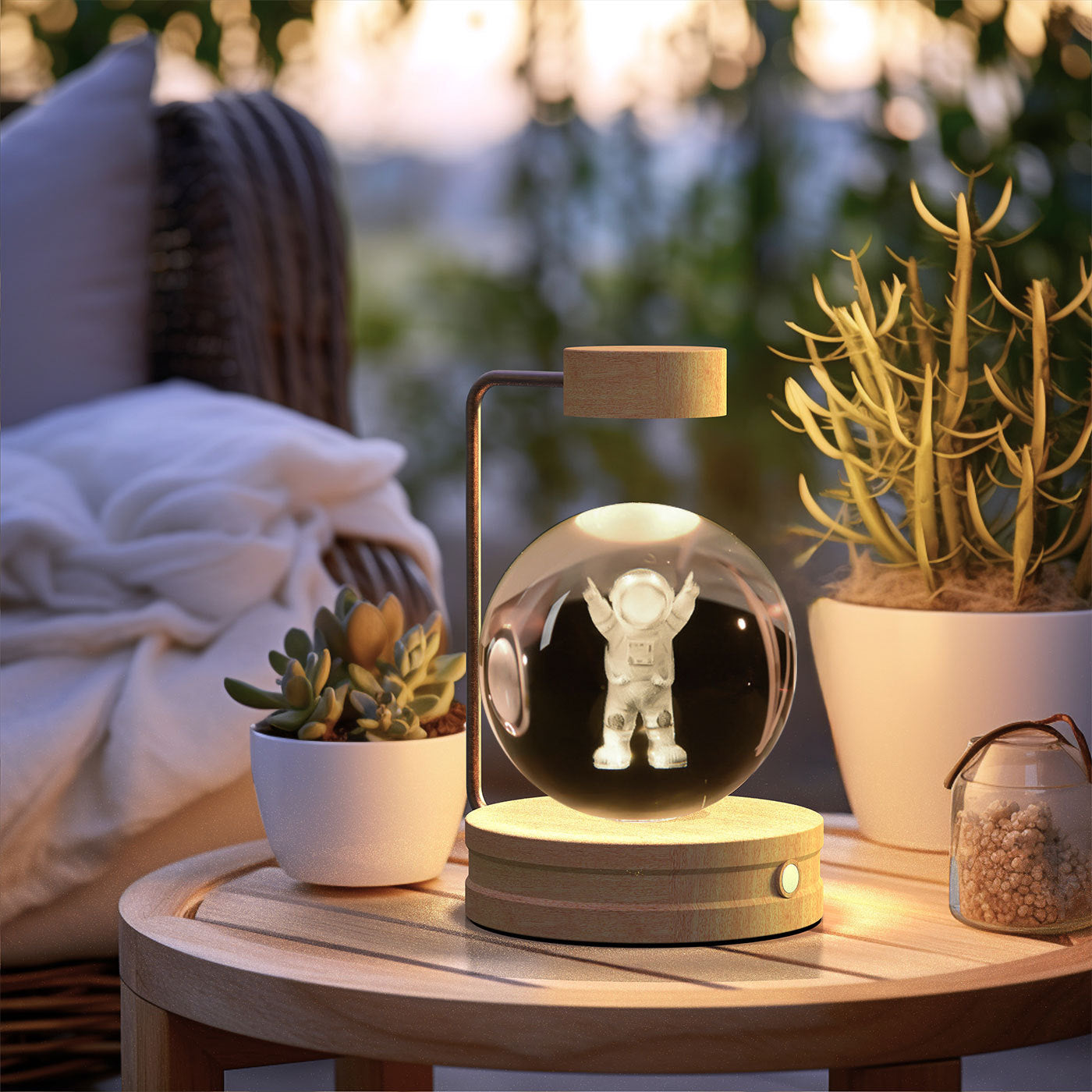 3D Kristalglas Nachtlamp met USB Oplaadfunctie