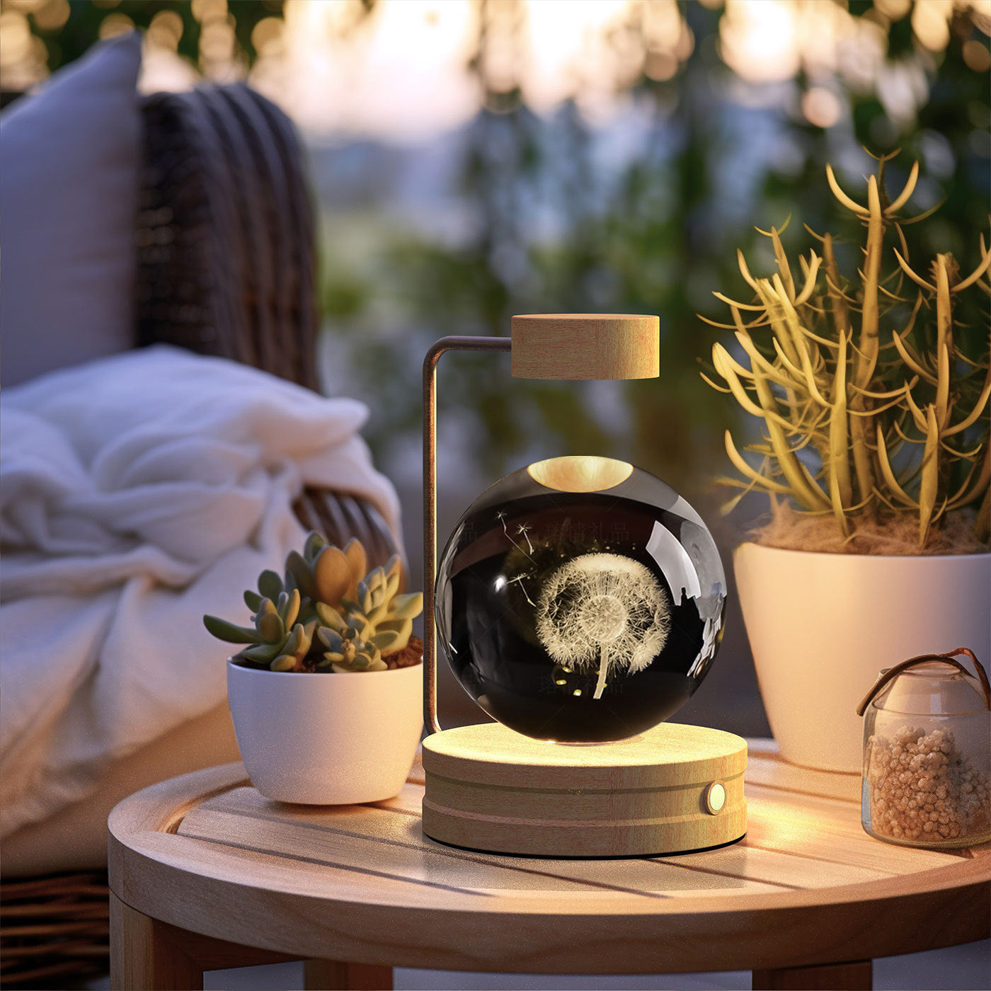 3D Kristalglas Nachtlamp met USB Oplaadfunctie