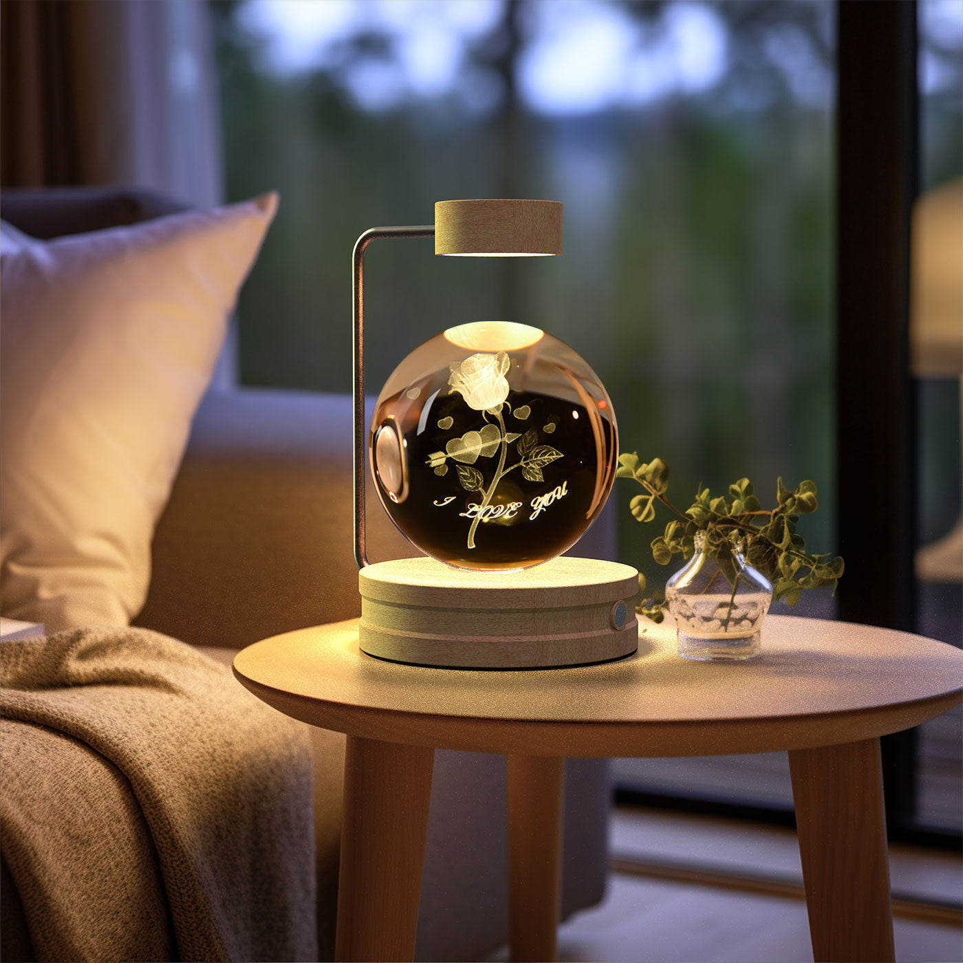 3D Kristalglas Nachtlamp met USB Oplaadfunctie