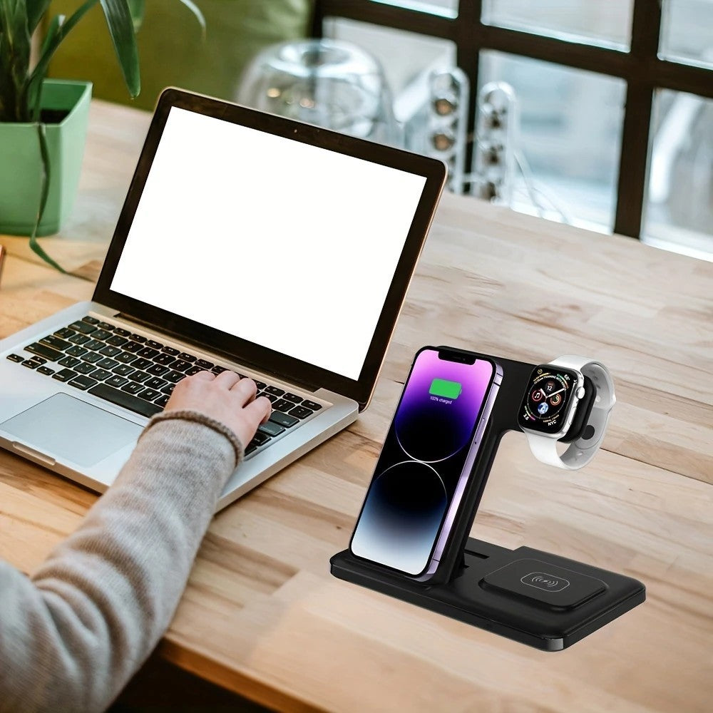Draadloos 3-in-1 Oplaadstation – Snellader voor iPhone, Apple Watch & AirPods