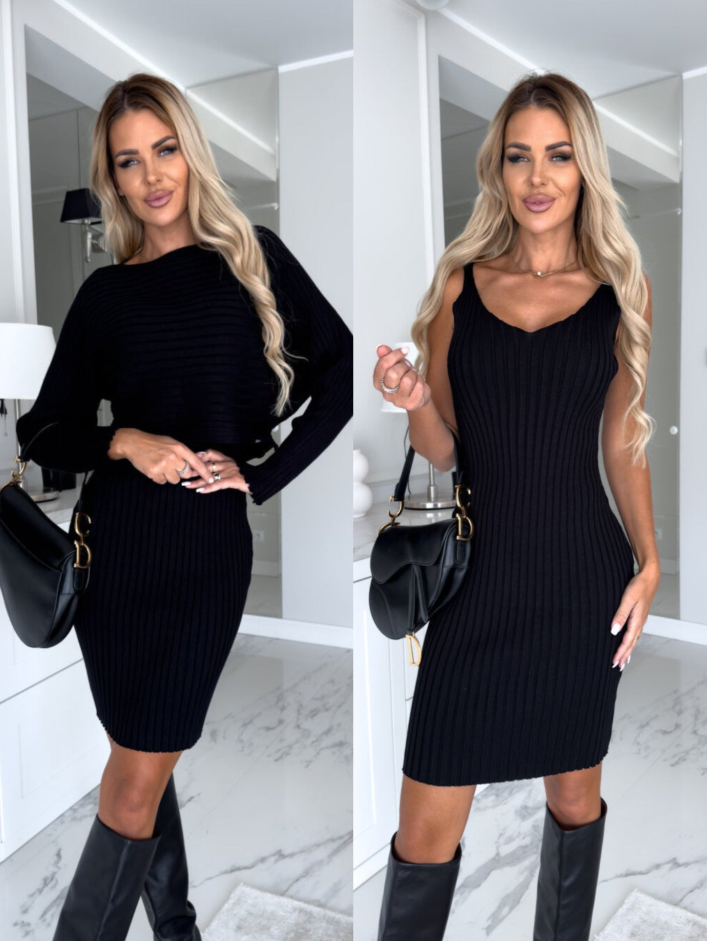 Dames Mid-Length Jurk – Plooi Design