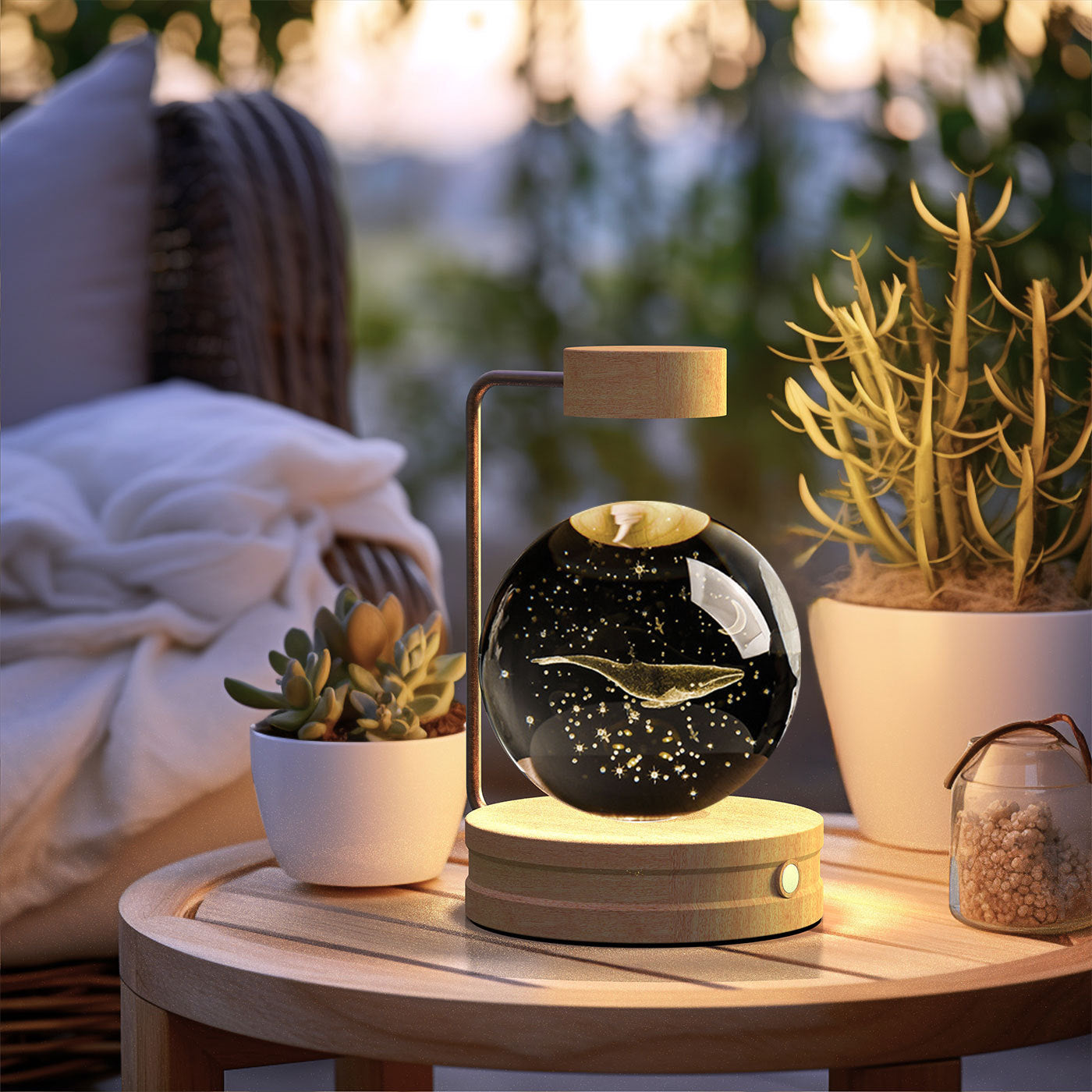 3D Kristalglas Nachtlamp met USB Oplaadfunctie