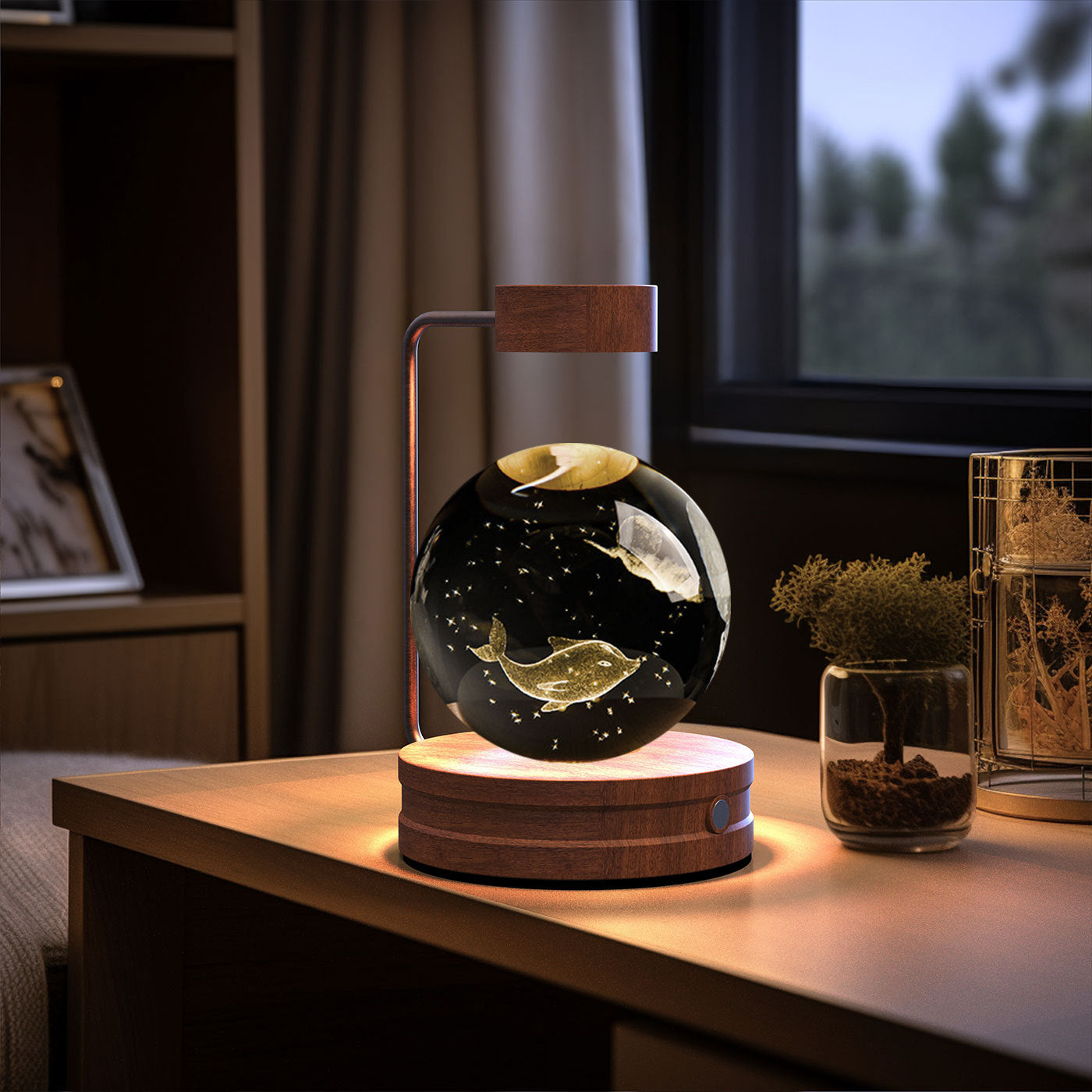 3D Kristalglas Nachtlamp met USB Oplaadfunctie