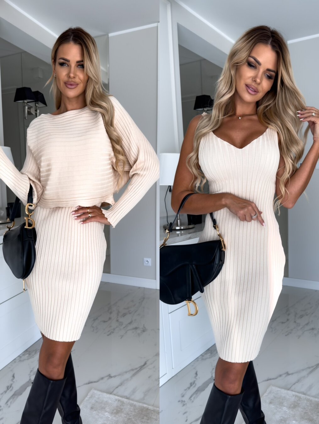 Dames Mid-Length Jurk – Plooi Design