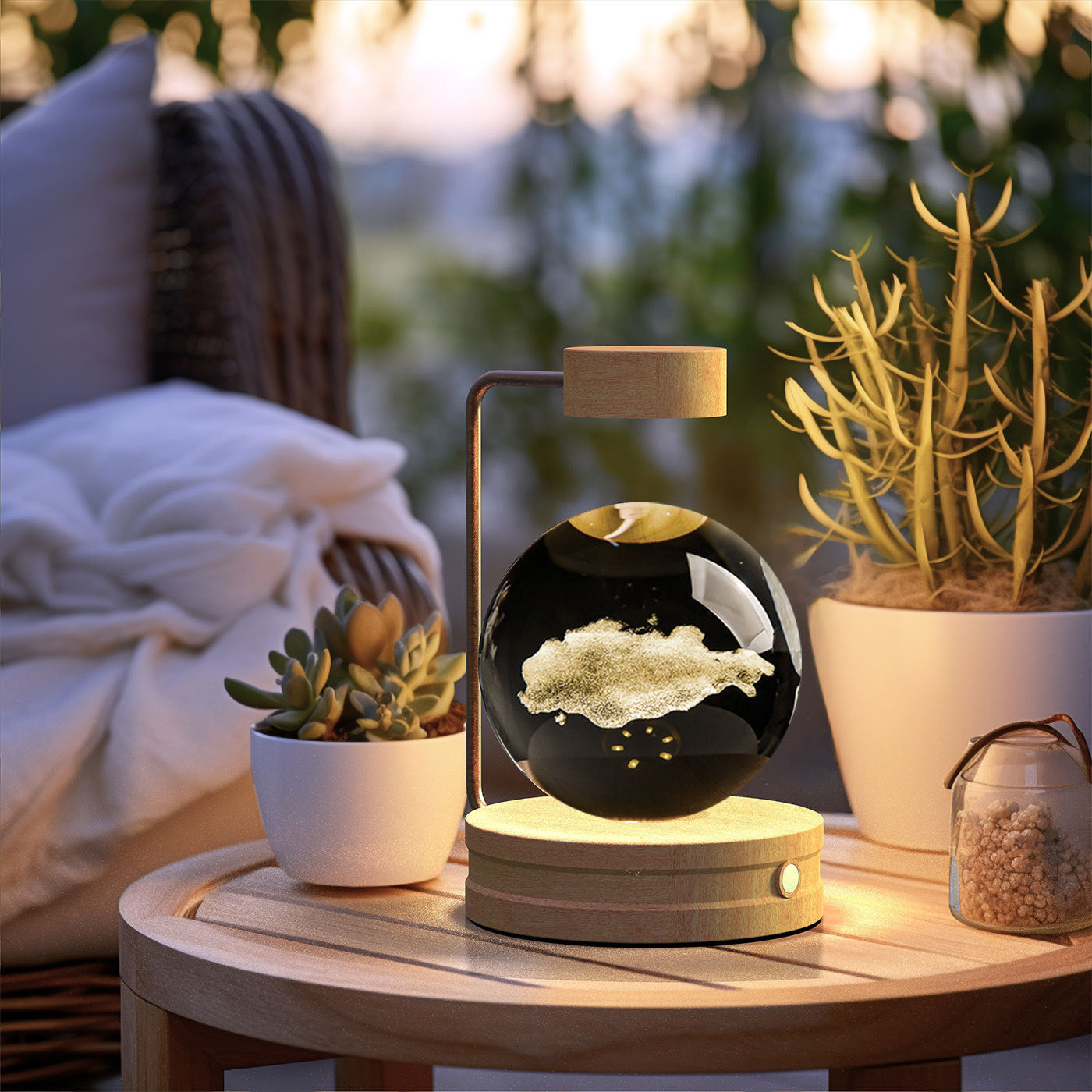 3D Kristalglas Nachtlamp met USB Oplaadfunctie