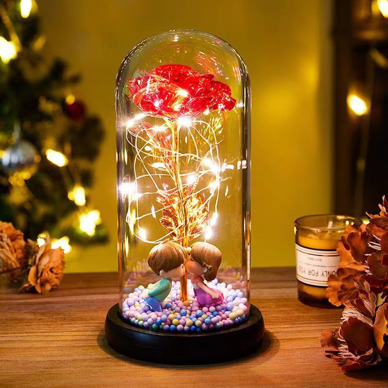 Eternal Rose LED Licht – Roos in Glazen Stolp met Warm Wit Licht