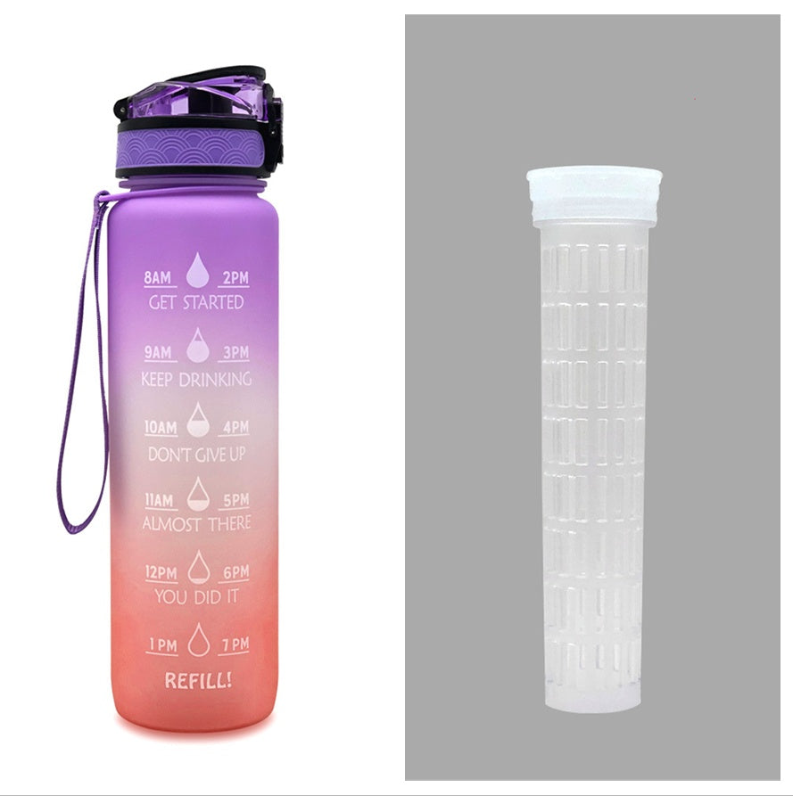 1L Tritan Waterfles – Motiverende Fles met Tijdmarkering & Bounce Deksel