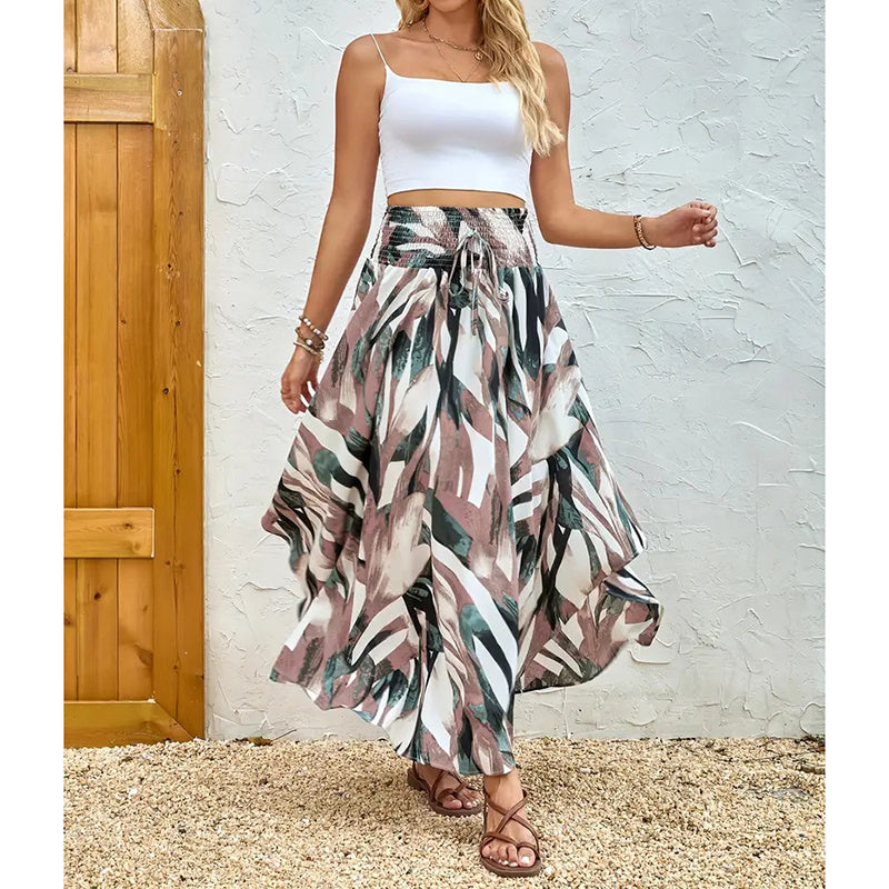 Dames Midi Rok met Hoge Elastische Taille – Lichtgewicht