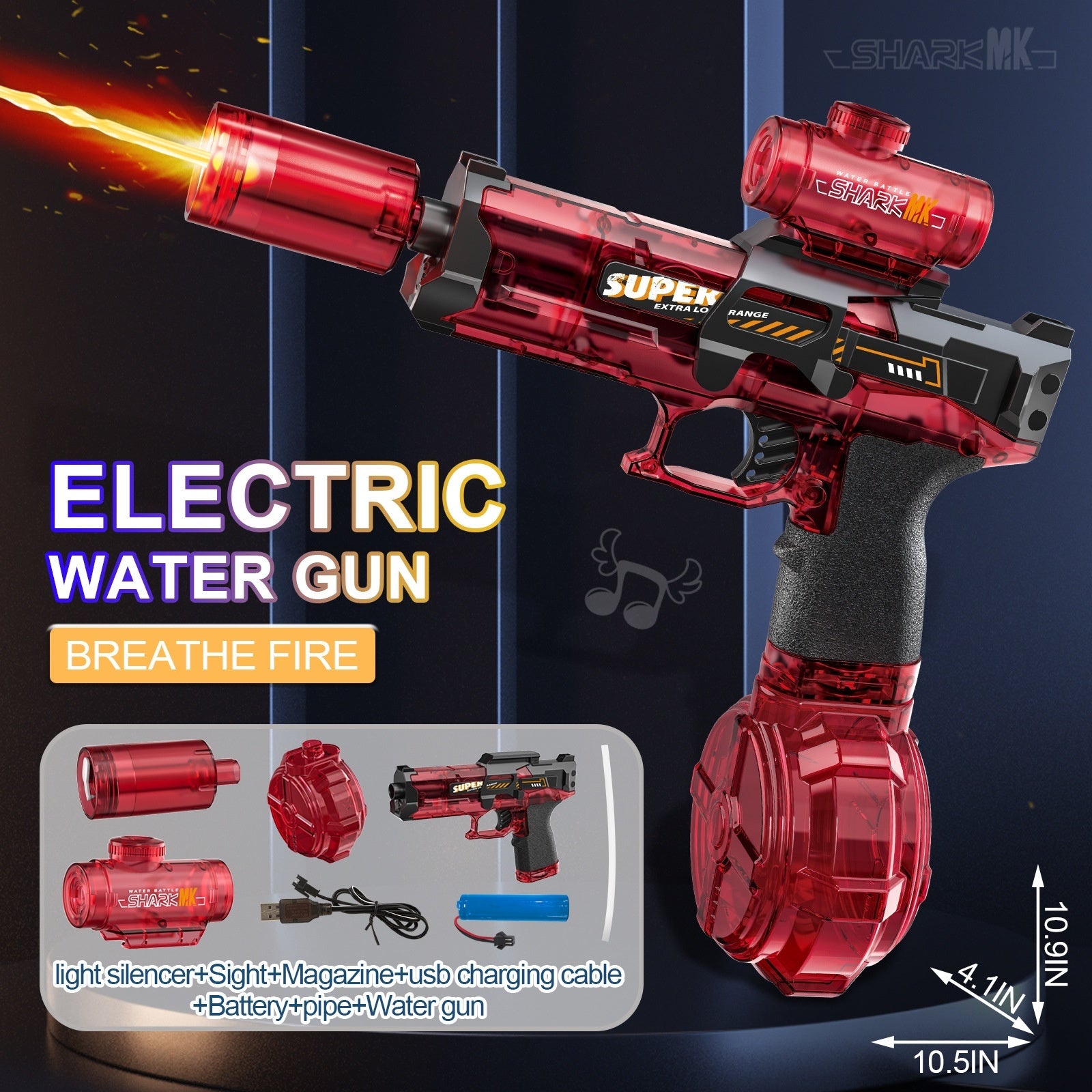 LED Waterpistool met Recoil & Oplaadbare Batterij – Automatische Waterpistool