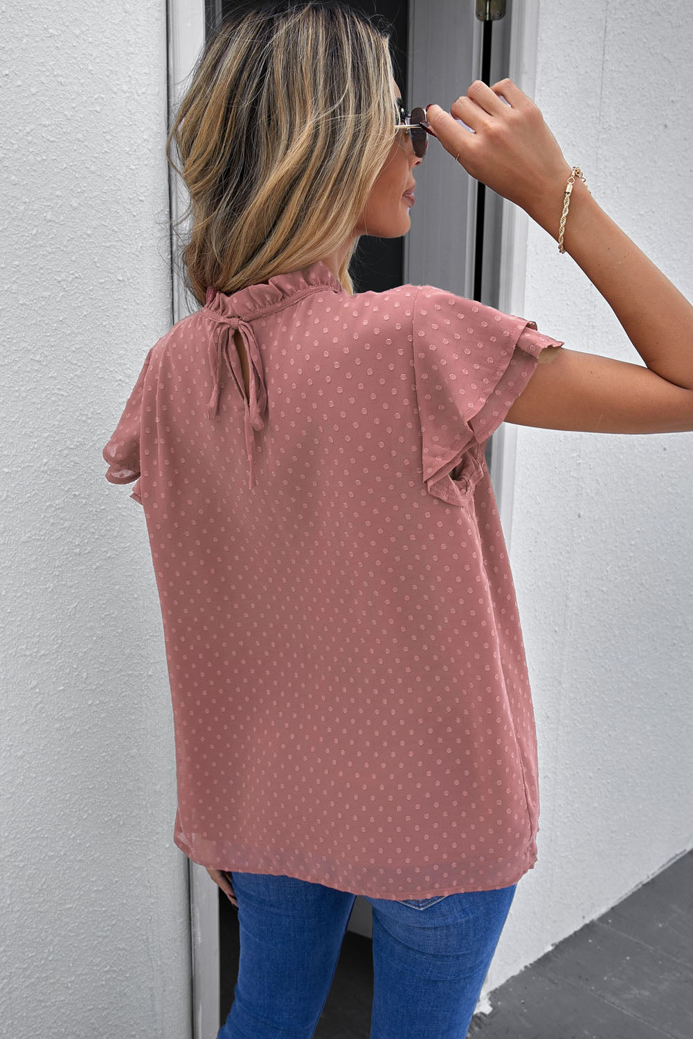 Blouse met stippen en geplooide mouwen