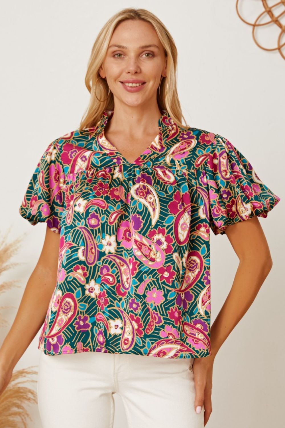 Bluse mit Blumenmuster und Kragen