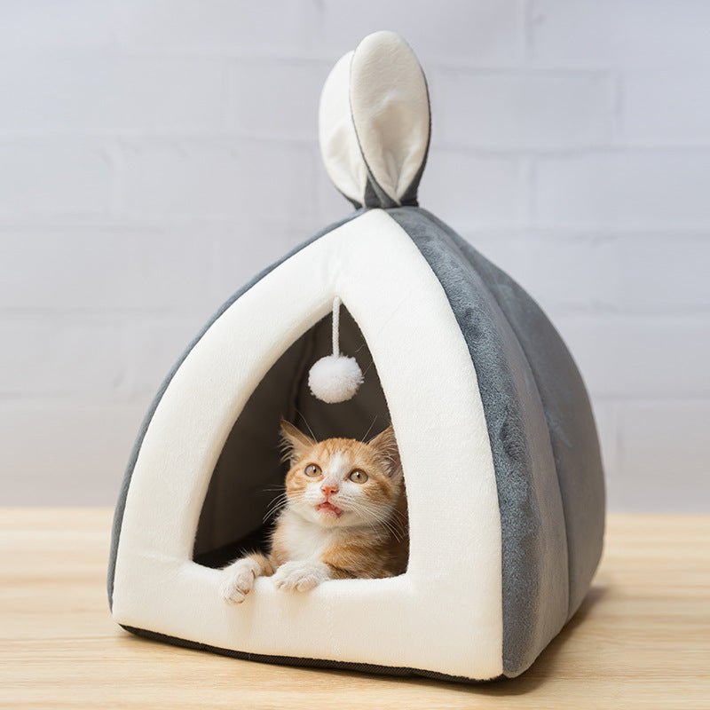 Pluche Kattenhuis met Speelbal & Uitneembaar Kussen