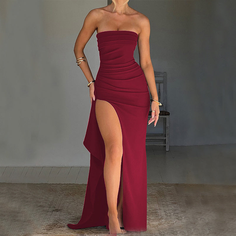 Dames Elegante Strapless Maxi Jurk met Open rug - Avondkleding & Gala