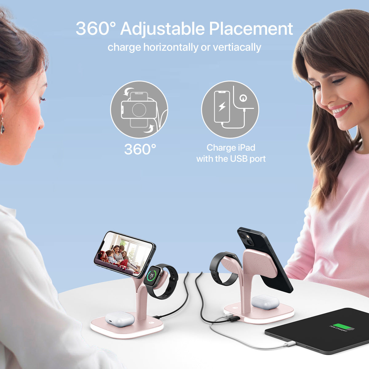 Draadloos 5-in-1 Oplaadstation – Compatible met MagSafe – Met Nachtlamp