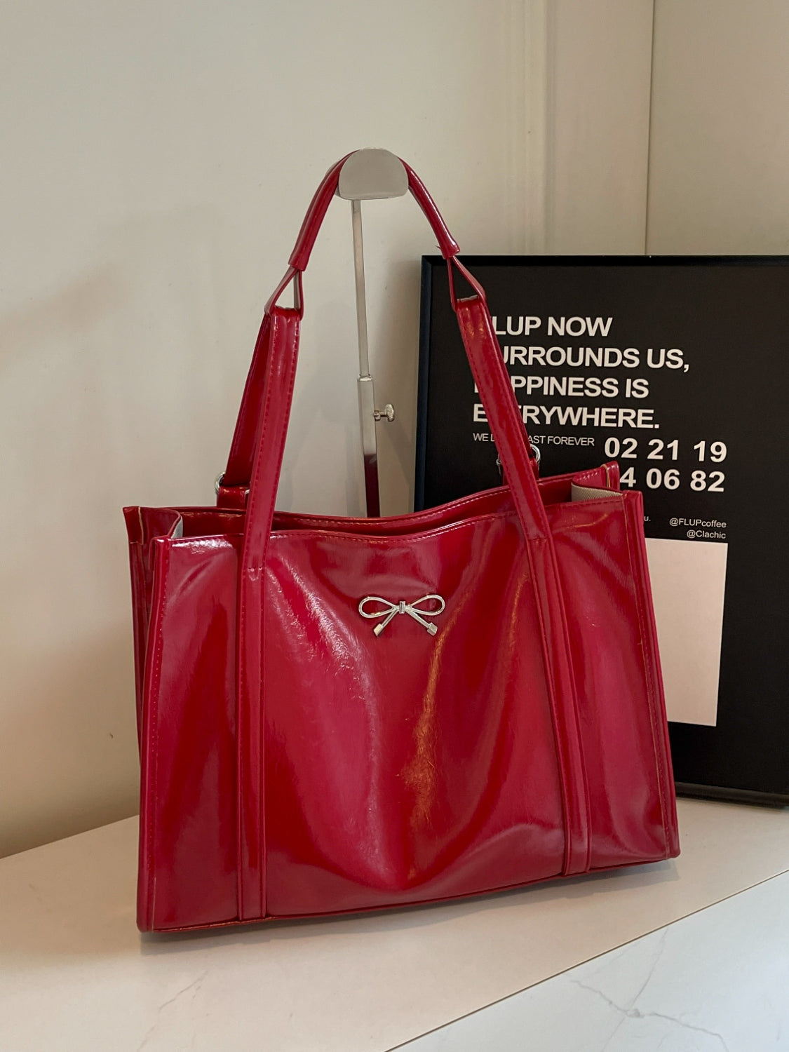 PU Leather Bow Shoulder Bag