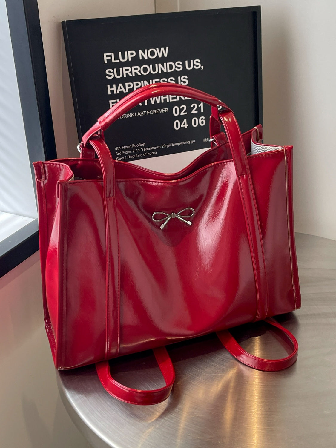 PU Leather Bow Shoulder Bag