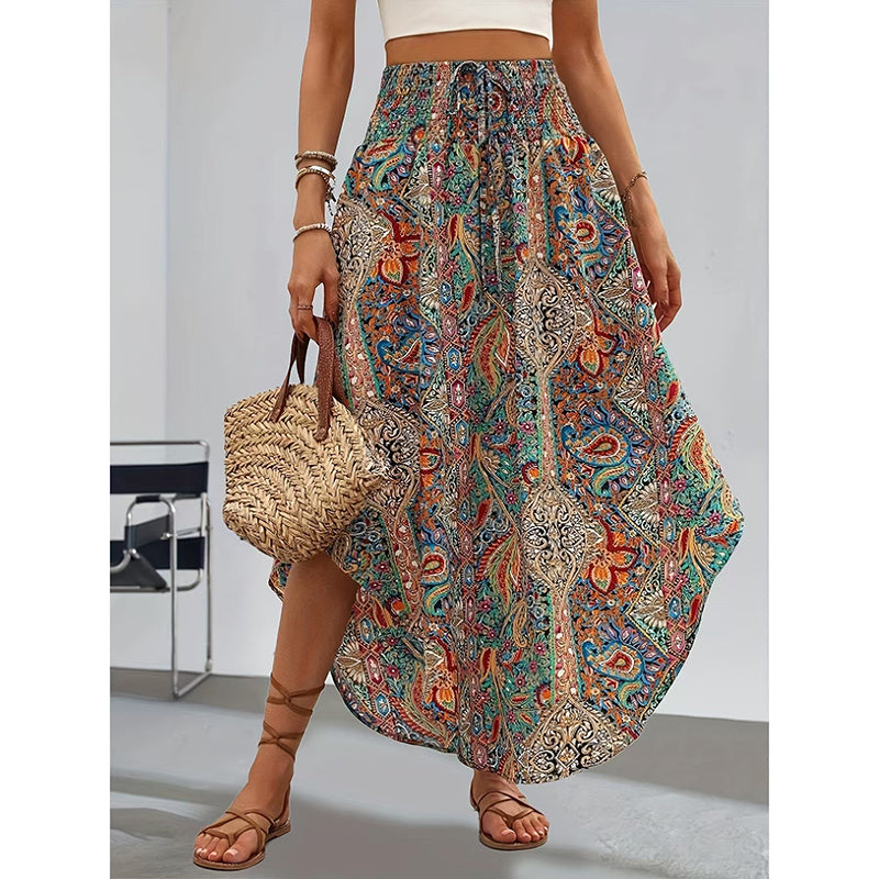 Dames Midi Rok met Hoge Elastische Taille – Lichtgewicht