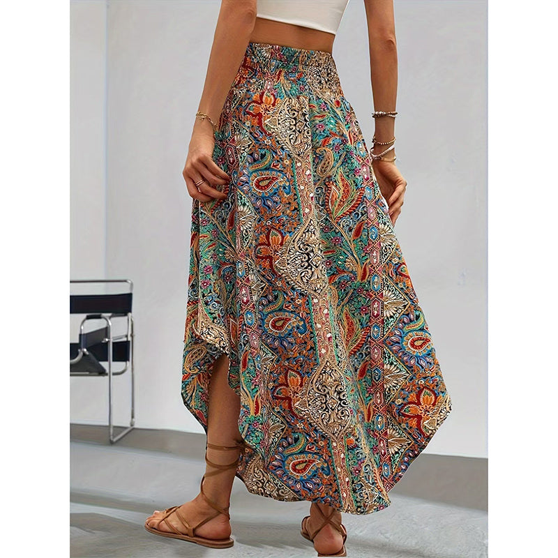Dames Midi Rok met Hoge Elastische Taille – Lichtgewicht