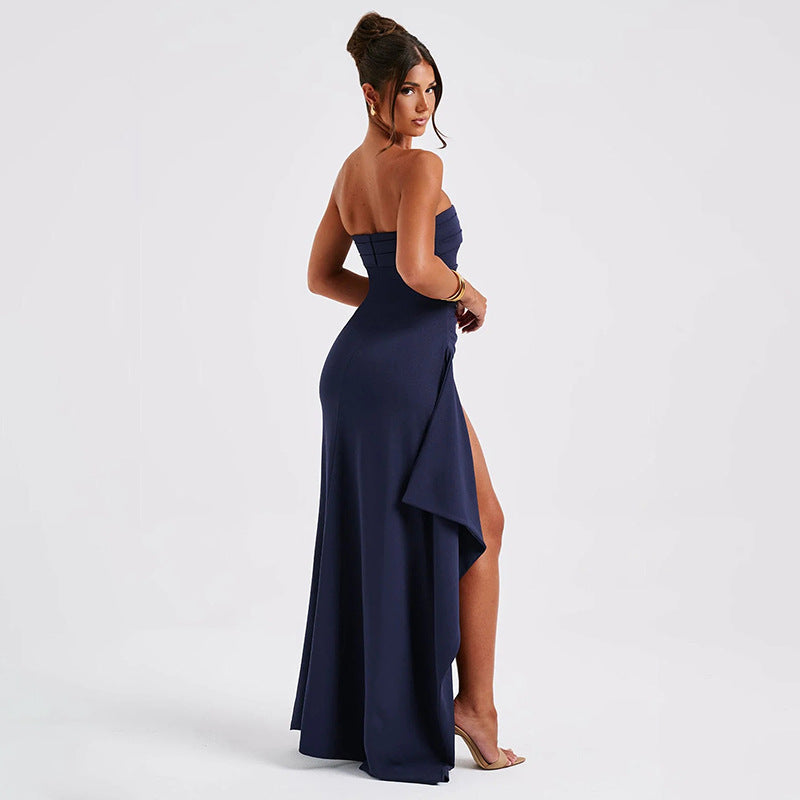 Dames Elegante Strapless Maxi Jurk met Open rug - Avondkleding & Gala