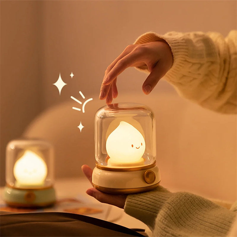Retro Mini Nachtlamp – USB Oplaadbare LED Tafellamp in Cartoonstijl