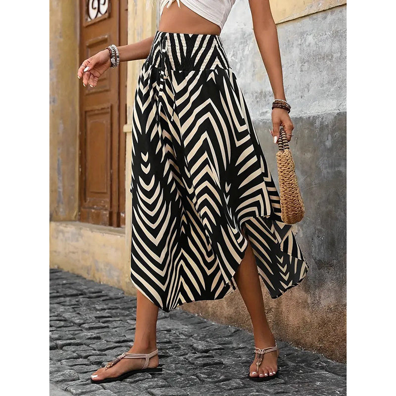 Dames Midi Rok met Hoge Elastische Taille – Lichtgewicht