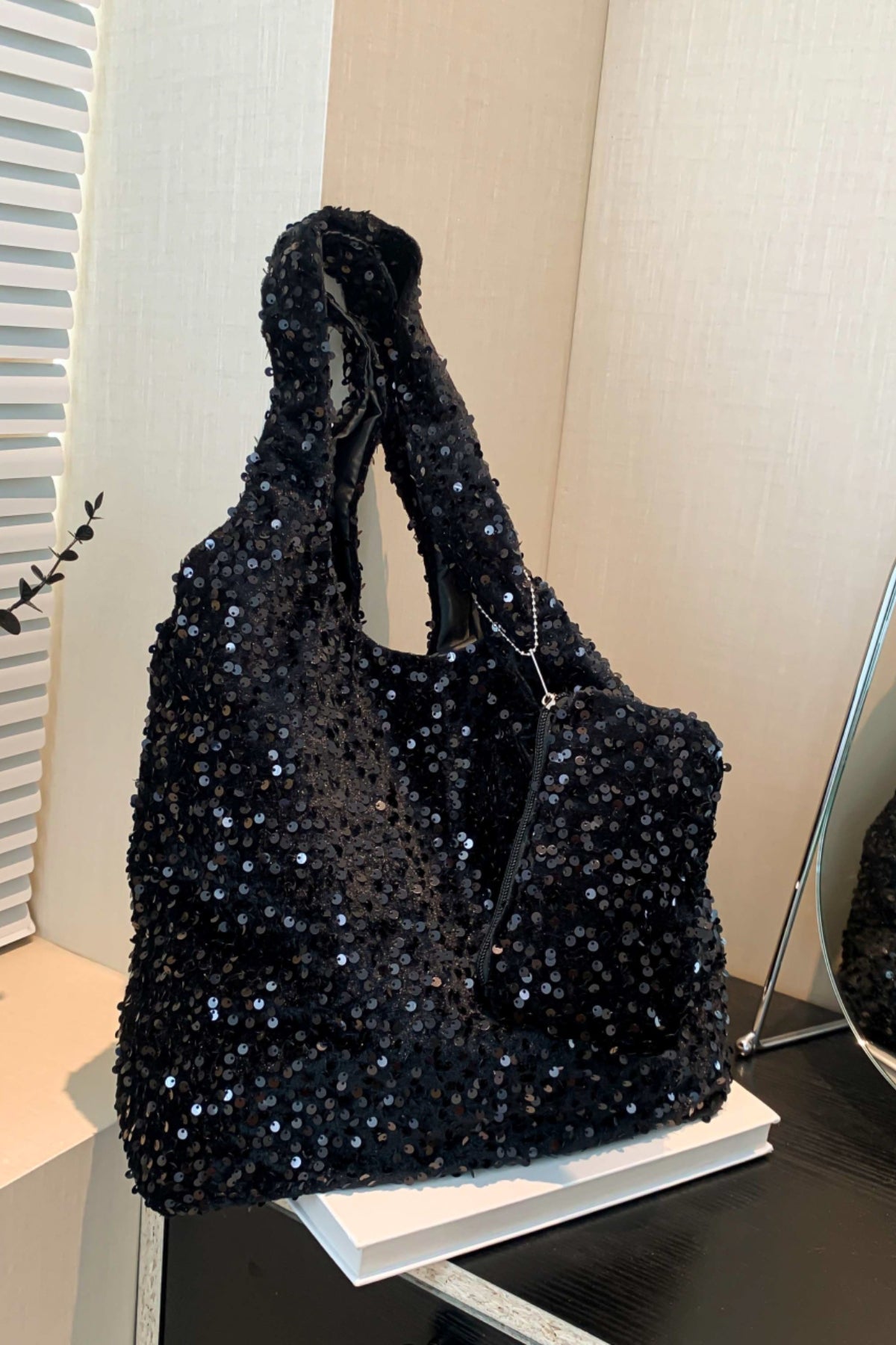 Pailletten-Handtasche aus Polyester