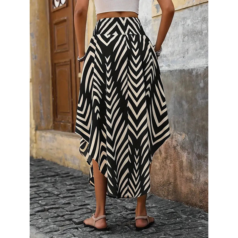 Dames Midi Rok met Hoge Elastische Taille – Lichtgewicht