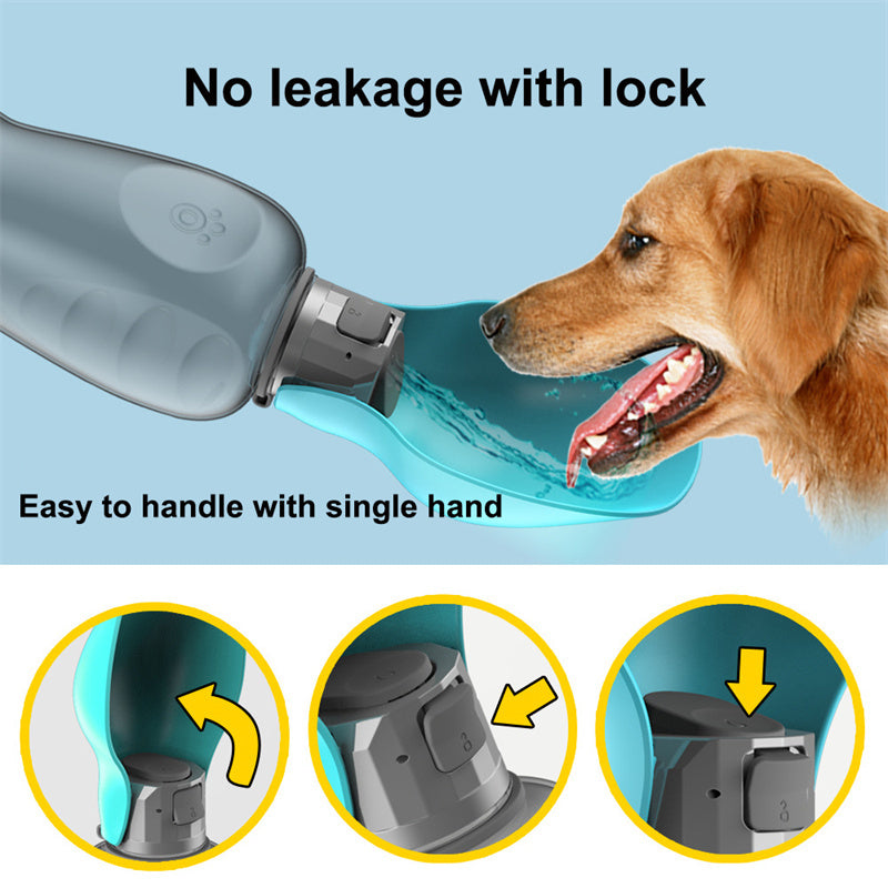 800ml Honden Drinkfles – Draagbare Waterfles met Opvouwbare Drinkbak & Lekvrij Ontwerp