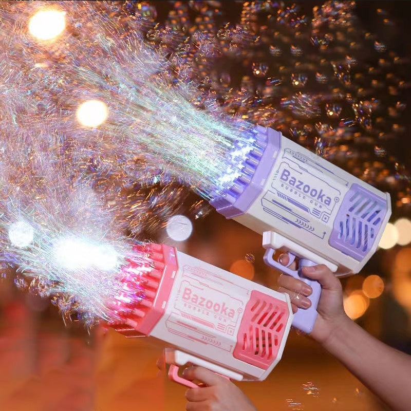 Bubble Gun Rocket – 69 Gaatjes Bellenblaas Speelgoed met Licht & Automatische Blazer