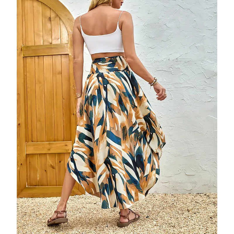 Dames Midi Rok met Hoge Elastische Taille – Lichtgewicht
