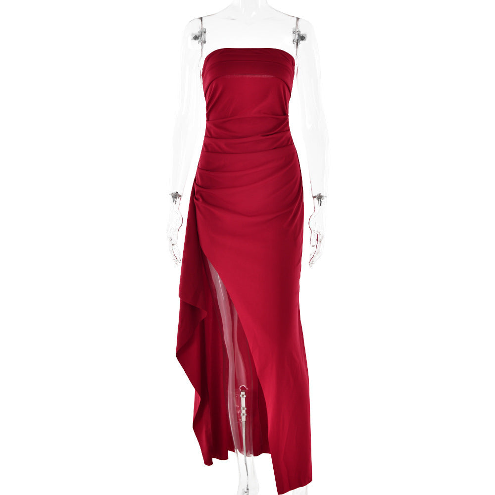 Dames Elegante Strapless Maxi Jurk met Open rug - Avondkleding & Gala