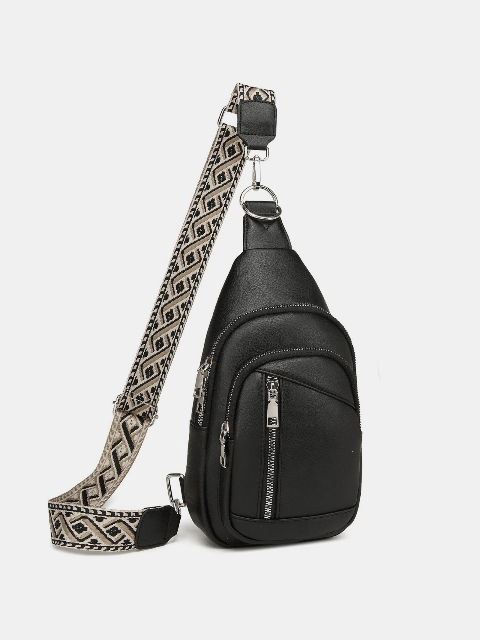 PU leren crossbody tas met twee afneembare banden