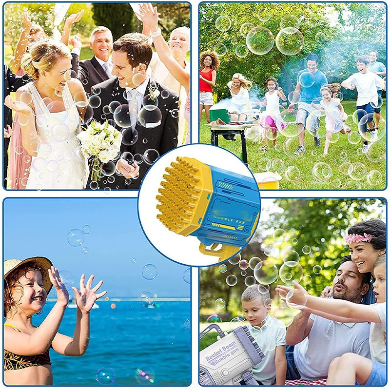 Bubble Gun Rocket – 69 Gaatjes Bellenblaas Speelgoed met Licht & Automatische Blazer